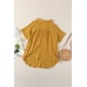 thumbnail image 1 of ABPHQTO Blusa drapeada de manga corta con dobladillo alto y bajo con cuello para mujer, 1 of 5