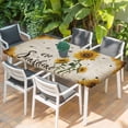 thumbnail image 2 of Vintage Sunflowers Table Cloths for 3 Foot Rectangle Tables, Spring Summer Retro Bees Yellow Floral Patio Waterproof Elastic Fitted Tablecloths, Washable Rectangular Table Cover for Camping, 2 of 8