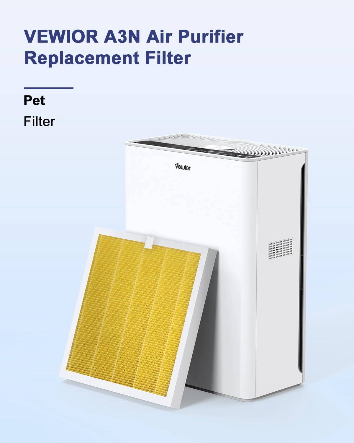VEWIOR Official Replacement Filter True HEPA Replacement Filter, Compatible VEWIOR A3N Air Purifier, H13 True HEPA Filter for Air Cleaner, Pet Filter 1PCS