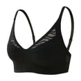 thumbnail image 2 of Sakmal Womens Sports Bras Wireless Spaghetti Straps Seamless Black Stretchy Solid Sports Bras for Women L, 2 of 8