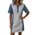 thumbnail image 2 of Ovbmpzd Pink Womens&nbsp;Dresses&nbsp;Summer Imitation Denim Loose Fitting Mini Shift Collared Summer&nbsp;Dresses&nbsp;for Women, 2 of 6