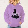 thumbnail image 4 of Sudadera con capucha y estampado de gato para hombre y mujer, de manga larga, de color liso, informal, para otoño e invierno, talla grande, 4 of 5