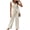 Khaki, variant on Women's Sleeveless Striped Jumpsuits Loose Button Neck Rompers Clothing for Casual Summer Khaki S