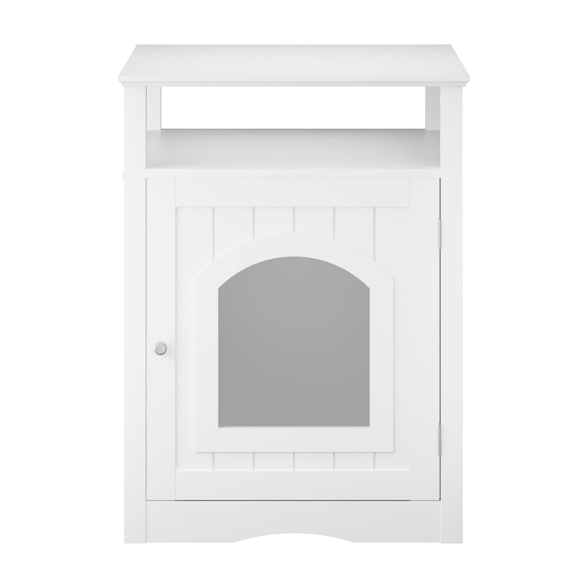Cat Litter Box Enclosure Furniture, Indoor Wooden Cat House with Enclosed Cabinet, Hidden Litter Box Furniture with Storage Shelf, Modern Cat Condo Side Table for Living Room or Bedroom