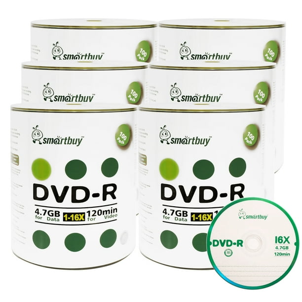 600 Pack Smartbuy 16x Dvd R 4 7gb 1min Logo Non Printable Data Blank Media Recordable Disc Walmart Com Walmart Com