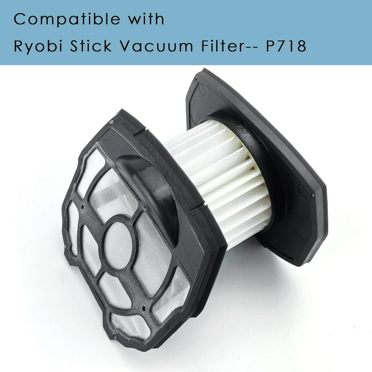 3 Pack Filter Replacement for Ryobi P718 313282002 18 Volt Strut Stick Vacuum Cleaner Fit for P718K P7181 Part 313282001 A32SV02 Replacement Filter 3 Pack Filter Assembly with 3 Pack Pre Screen Walmar...