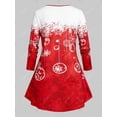 thumbnail image 3 of Camiseta de Henley de Talla Grande de Navidad de Estampado de Copo de Nieve Rosegal  Mangas largas de talla grande, 3 of 5
