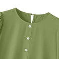 thumbnail image 5 of Lenpel Dresses for Women Trendy Button Crew Neck Short Sleeve Knee Length Midi Dresses Casual Loose Ruffle Hem T Shirt Dresses, 5 of 6