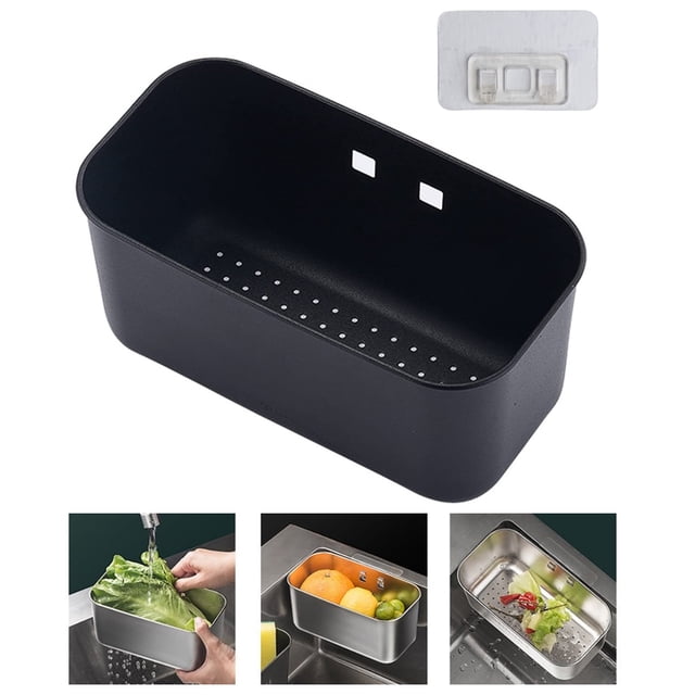 Bandeja de filtro para fregadero, cesta de filtro para fregaderos, colador de cocina de acero inoxidable, organizador para fregadero para frutas y verduras