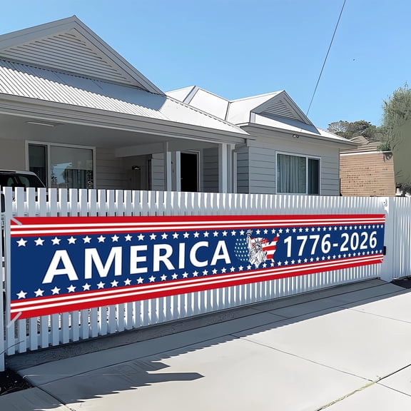 250th Anniversary USA Banner Flag 120" x 20" American 1776-2026 250th Birthday Banner for Outdoor Happy 4th of July Independence Day Large Banner for Outside Memorial Day Patriotic Decorations