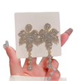 thumbnail image 1 of Farfi 1 par de pendientes con forma de lazo y brillantes diamantes de imitación para mujer, pendientes colgantes con borlas y perlas de imitación en forma de corazón, accesorio de joyería, 31, 1 of 5