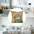 thumbnail image 3 of cat scarf flowers Linen toss pillowcase decoration pillowcase gifting preferred 18x18 inch cushion cover 2 sets sofa pillowcase sofa bedroom living room car, 3 of 8