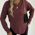 thumbnail image 6 of Fanxing Fall Pullover Sweaters for Women Oversized Crew Neck Knitted Tops Casual Dressy Long Sleeve Loose Jumper Travel Outtfits Wine XL, 6 of 8