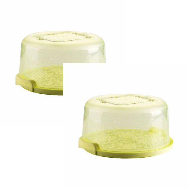 Oleegame Boîte de Rangement Ronde pour Gâteau en Rouleau de Papier d'Aluminium 2 Pcs avec Poignée et Plateau Intérieur