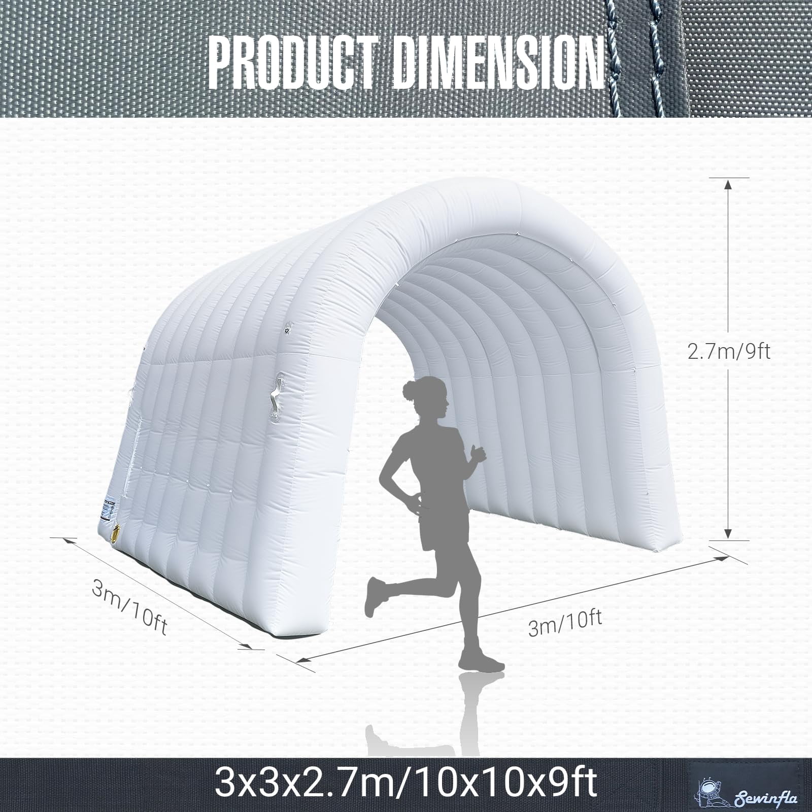 Inflatable Tunnel Sports Entrance with Internal Blower, 10x10x9ft Inflatable Tunnel Tent for Business Advertising Event Exhibition Promotion,Street,Shop,Supermarket,School White