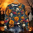 thumbnail image 5 of SETOOFF Womens Loose Fit Long Sleeve Shirts, Crew Neck Halloween Pumpkin Bat Spider Print Pullover Sweatshirt Lightweight Tunic Tops Holiday Party Apparel for Dressy Casual Dailywear Fashion, 5 of 5
