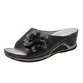 thumbnail image 2 of Plus Size Sandals Women's Woven Flower Wedge Slippers For Indoor Outdoor Wear, 2 of 4