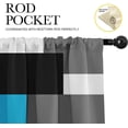 thumbnail image 3 of 2 Pack Valances Window Treatments, Blue and Black Geometry Abstract Blackout Drapes Adjustable Curtain Valances for Windows Living Room Kitchen Over Sink, 18x52 Inch Rod Pocket Valances, 3 of 6