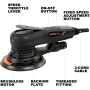 MAXXT Random Orbital Sander Brushless 350W 3A Multi-function Variable Speed with 10 Sanding Paper for Woodworking