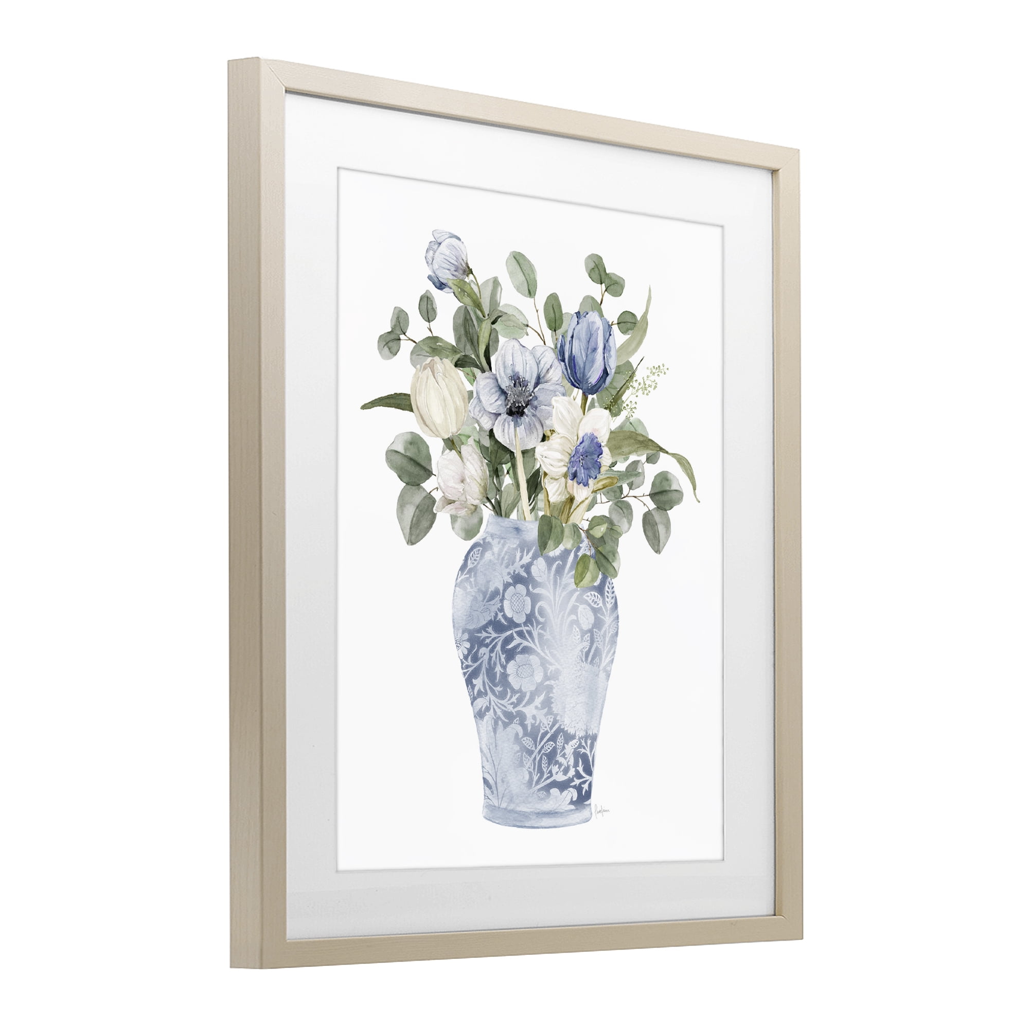 Stupell Industries Ornate Vase Tulips Birch Framed Print Under Glass, design by Livi Finn
