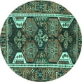 thumbnail image 1 of Ahgly Company Indoor Round Persian Turquoise Blue Traditional Area Rugs, 7' Round, 1 of 4