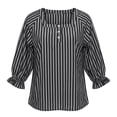 thumbnail image 5 of Guluxicc Women's Striped Shirts Scoop Neck Button Short Sleeve Basic Tops for Summer Casual Outfits, 5 of 8