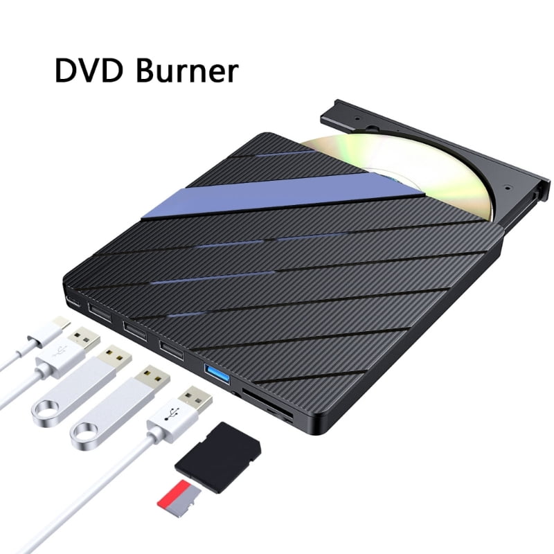 Zecic 8 in 1 Portable External CDDVD Drive USB3.0 with USB Port and Type C for Laptop PC
