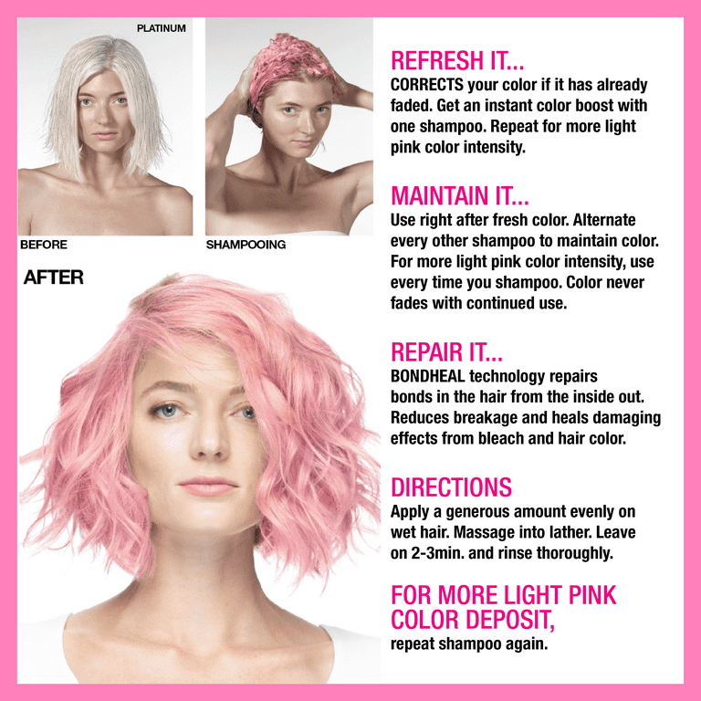 No Fade Fresh Light Pink Color Depositing Shampoo with BondHeal Bond Rebuilder Cruelty Free 6.4 oz