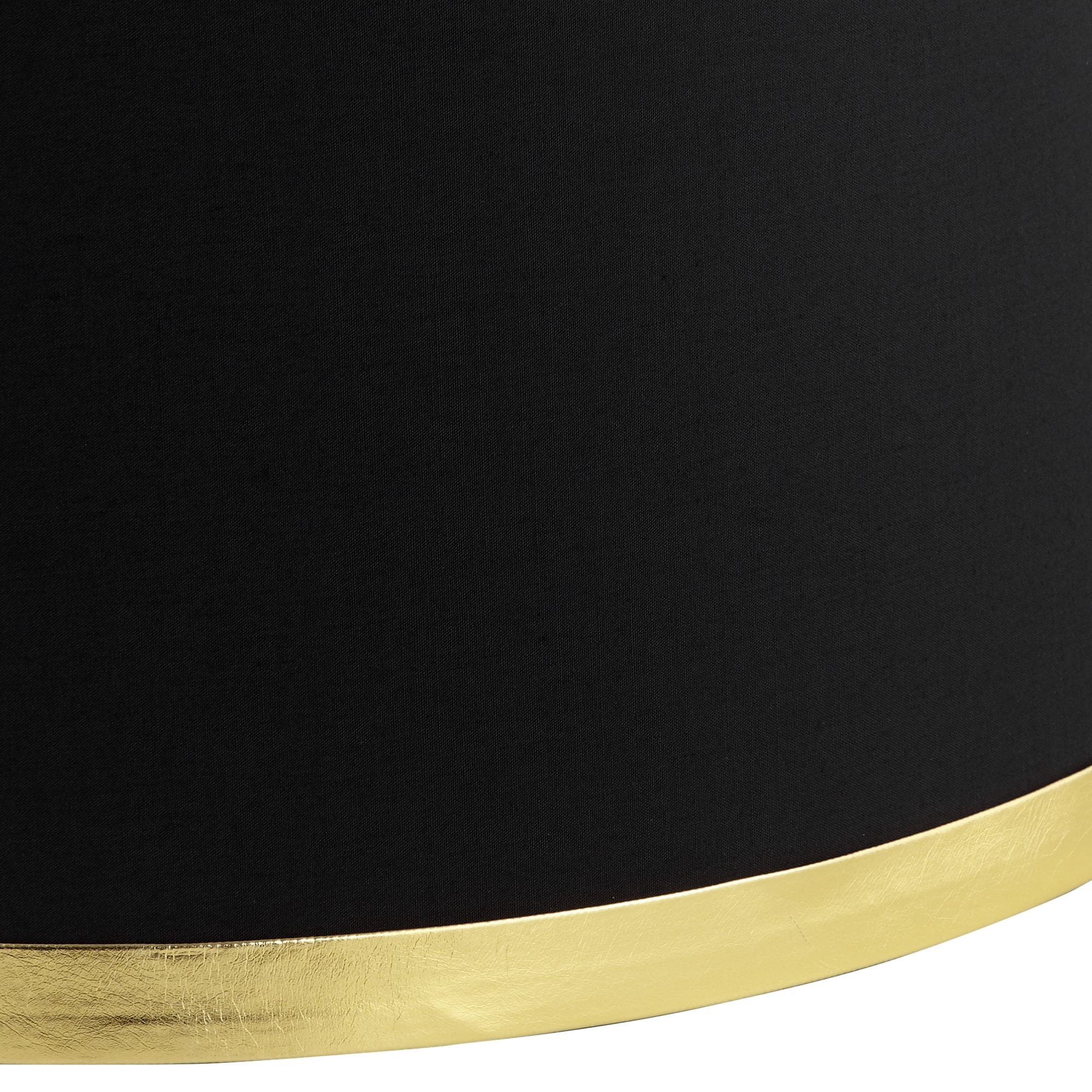 Springcrest Black and Gold Metallic Medium Drum Lamp Shade 13" Top x 15" Bottom x 10" High (Spider) Replacement with Harp and Finial