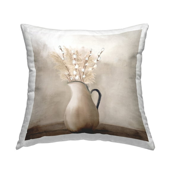 Stupell Industries Pussy Willow Still Life Decorative Printed Throw Pillow, 18 x 18