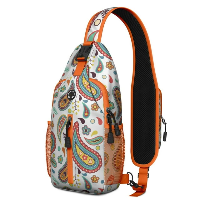 Vintage Print Sling Bag – Bohemian Floral Crossbody Backpack, Lightweight Travel Daypack with Adjustable Strap & Multi-Pocket Design