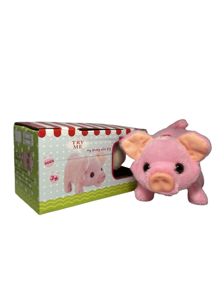Colors May Vary Toy Pig Battery Operated Walking & Tail Wagging Plush Pig 