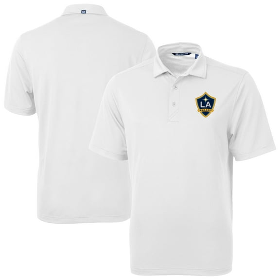 Men's-Cutter & Buck  White LA Galaxy Big & Tall Virtue Eco Pique Recycled Polo