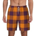 thumbnail image 2 of Picia Fall Buffalo Plaid pattern Mens Swim Trunks with Compression Liner Stretch Beach Shorts Quick Dry with Zipper Pockets No-Chafing Board Shorts-3X-Large, 2 of 9