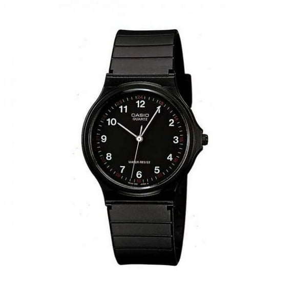 Casio Men's MQ-24-1BLCK 3-hand Analog Watch Black Resin Band Black Dial with white Numbers
