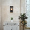 thumbnail image 6 of Globe Electric Greer 1-Light Matte Black and Faux Wood Outdoor Wall Sconce with Clear Glass Shade, 44788, 6 of 8