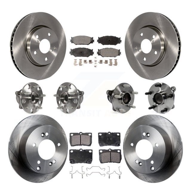 Transit Auto Front Rear Hub Bearings Assembly Disc Brake Rotors and Ceramic Pads Kit (10Pc) for Car Lexus IS250 - Left Right Side (Driver Passenger) KBB-110513