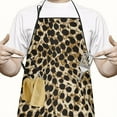 thumbnail image 2 of Brown and Black Leopard Print Apron-Garden Aprons for Women with Pockets-Cotton Linen Waterproof Kitchen Cooking Gardening Aprons Adjustable for Kitchen,Cooking,BBQ and Salon 33x27 Inch, 2 of 7