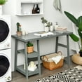 thumbnail image 4 of Costway Trestle Computer Desk Indoor Office Workstation w/Removable Shelf Grey, 4 of 10