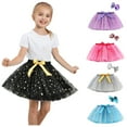 thumbnail image 6 of Girls Tulle Skirts Stars Sparkly Sequin Tie Waist Puffy Tutus Skirt with Hairbow Layered Mesh Toddler Little Girl Outfits, Blue, L, 6 of 6