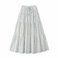thumbnail image 7 of Women Polka Dot Midi Skirt Large Ruffle Hem Tie Waist A Line Flowy Casual Skirt with Drawstring for Daily Wear White L(L), 7 of 7