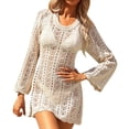 thumbnail image 1 of Cathalem Paréo de Maillot de Bain pour Femme, Robe de Plage à Col en V, Couvre-Maillot, Couvre-Maillots pour Maillots de Bain, Beige M, 1 of 5