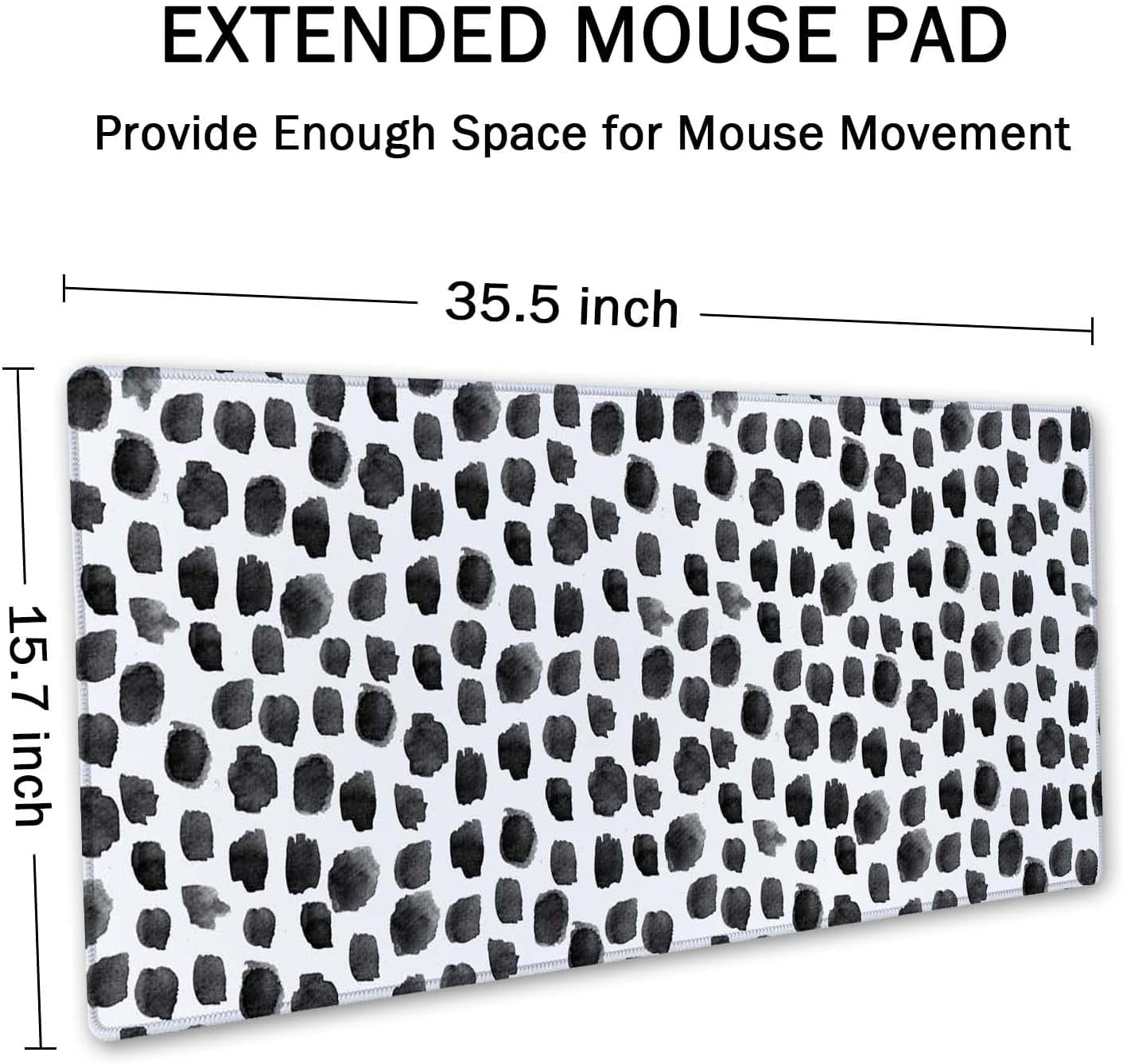Polka Dot Extended Gaming Mouse Pad Mat Large Desk Mat Non Slip Rubber Base Computer Desktop Laptop Keyboard Mouse Mat Stitched Edges, 35.5x15.7 in XXL Waterproof Mousepad for Work Game