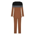 thumbnail image 4 of Womens Two Piece Outfits Long Sleeve Color Block Tops Long Pants With Drawstring Tracksuit Jogger Sets, 4 of 5