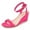 Hot Pink, variant on Women Lovely Round Open Toe Buckle Strap Sandals Wavy Edge Wedge Mid Heels Pumps Bridal Party Summer Shoes Size 8.5 Nude