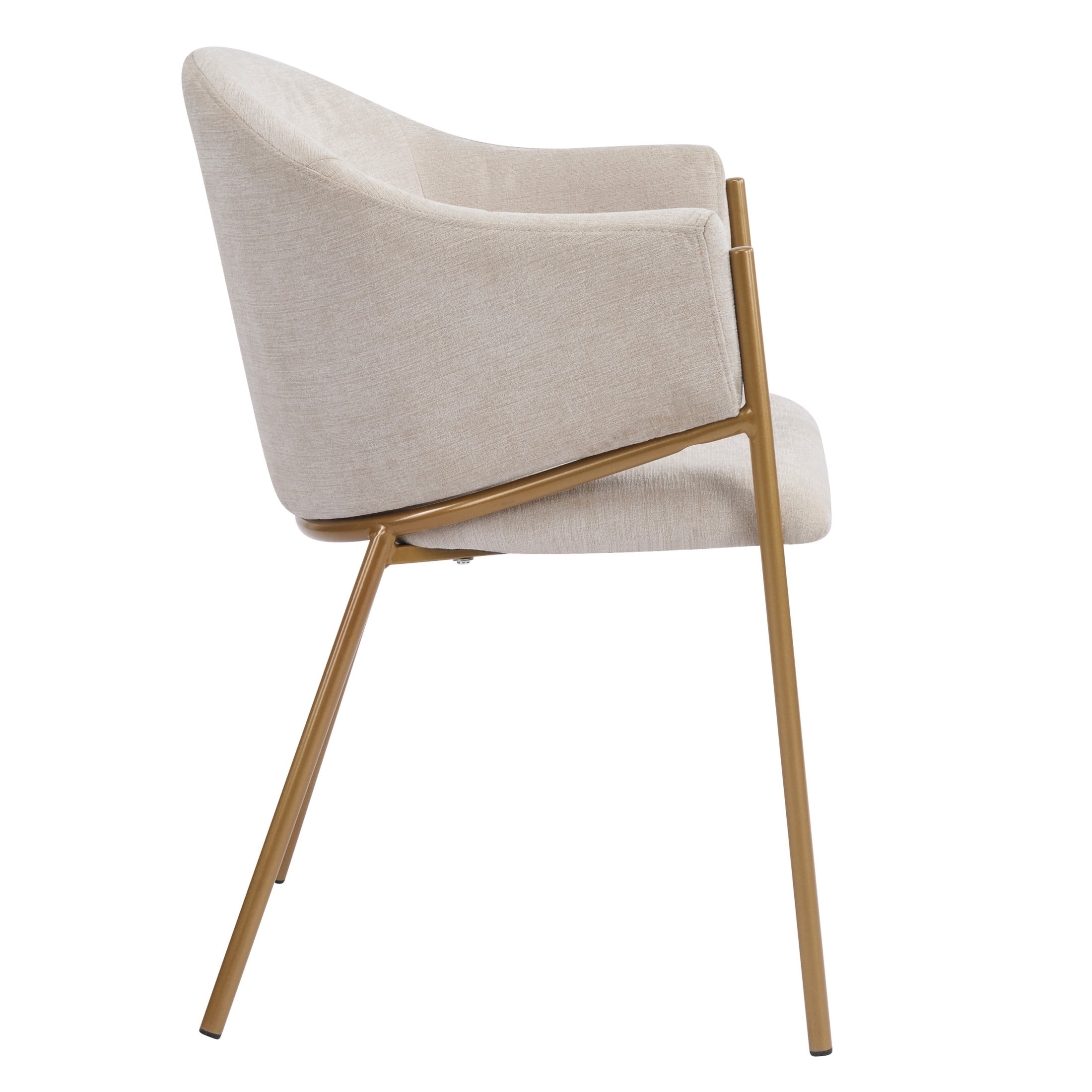 Aralyn Modern Upholstered Chenille Dining Chairs, Iron, Light Camel + Gold, Set of 2