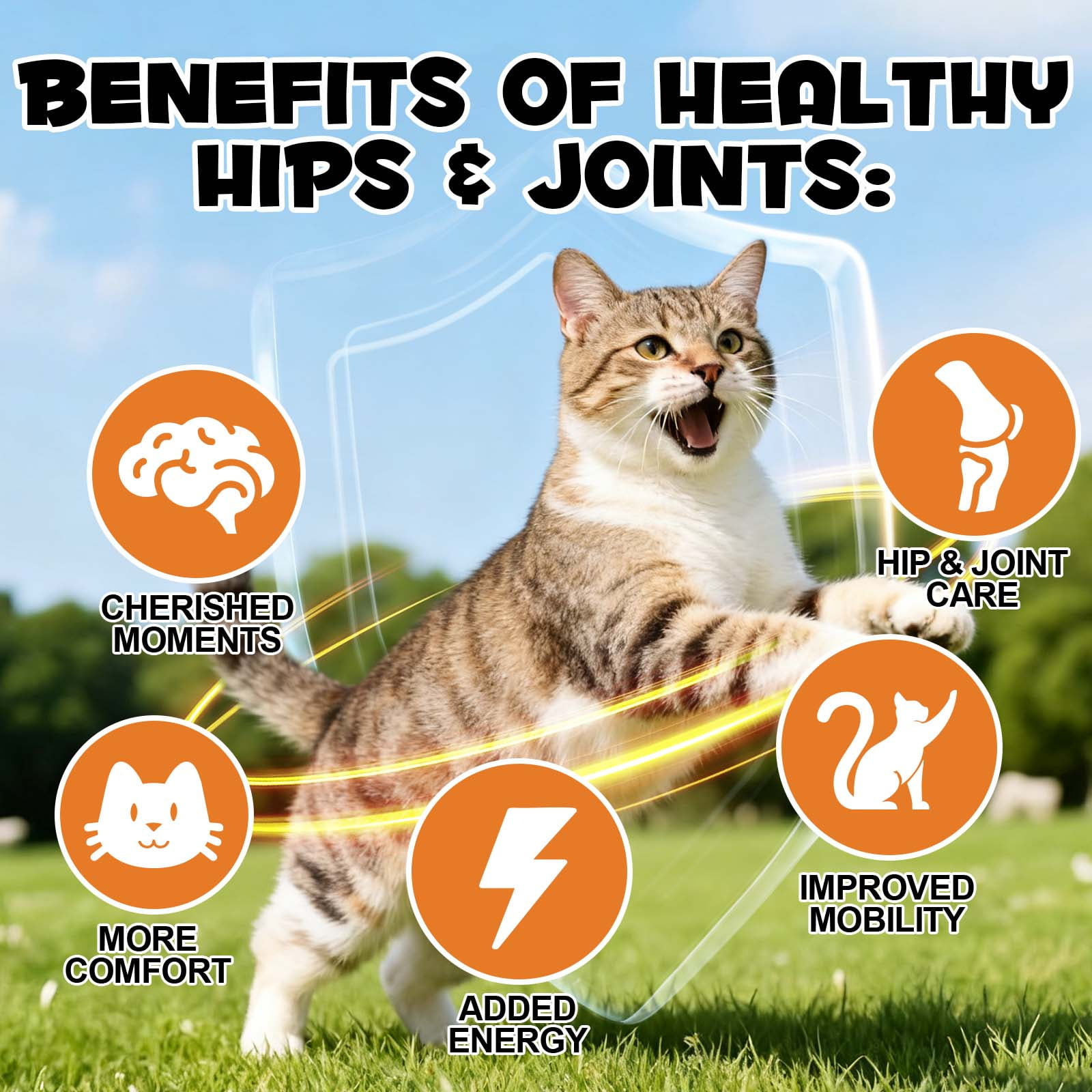 Oimmal Cats Joint Health Supplement, Contains Glucosamine for Cats, Plus Green Lipped Mussel and Omega-3, Supports Joint Health & Mobility, Crunchy Outside & Soft Inside 120day