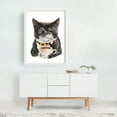 thumbnail image 2 of Purrfect Morning - Painting Cat Humor Kitchen Decor Floral Pop Art Modern Art Coffee White Framed Wall Art Print 5 x 7 inches, 2 of 3