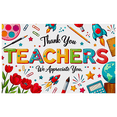 thumbnail image 5 of Colorful Thank You Teachers Banner with School Supplies and Floral Elements Teachers Day Appreciation Backdrop for Classroom Decorations Party Supplies Photography Props, 5 of 8