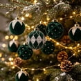 thumbnail image 2 of Flocked Christmas Ball Ornaments Set of 12, Textured Xmas Tree Baubles, Hanging Holiday Decorations for Tree Wreath Home Party Decor - Green, 2 of 7
